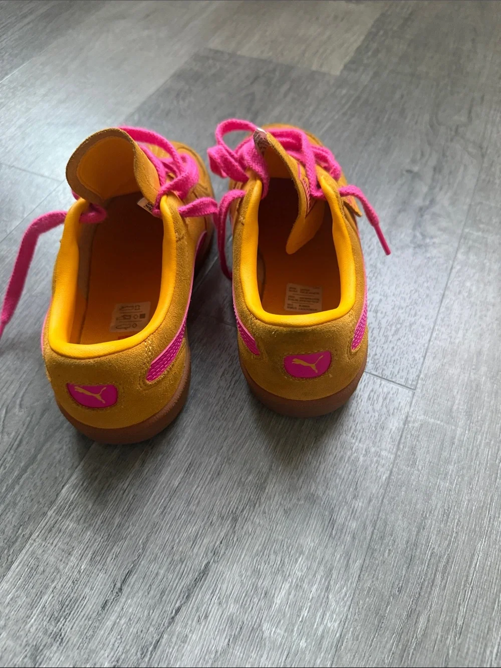 Puma Kids Orange Sneakers with Pink Accents